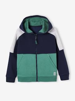Jongens-Trui, vest, sweater-Sportieve sweater met rits en capuchon, colourblock effect, jongens