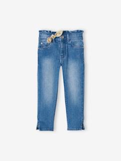 Meisje-Broek-Denim driekwartbroek met strik voor meisjes