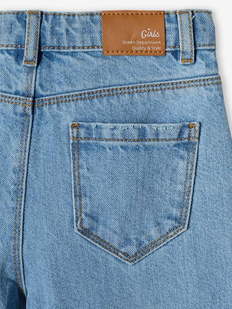 Jean fille large bas effiloché bleu foncé+denim bleached+gris+stone - vertbaudet enfant 