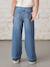 Wijde meisjesjeans met rafels aan de onderkant donkerblauw+gebleekt denim+grijs+stone - vertbaudet enfant 