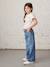 Wijde meisjesjeans met rafels aan de onderkant donkerblauw+gebleekt denim+grijs+stone - vertbaudet enfant 