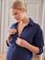 Lange hemdjurk in katoengaas voor zwangerschap en borstvoeding beige+marineblauw+olijf - vertbaudet enfant 