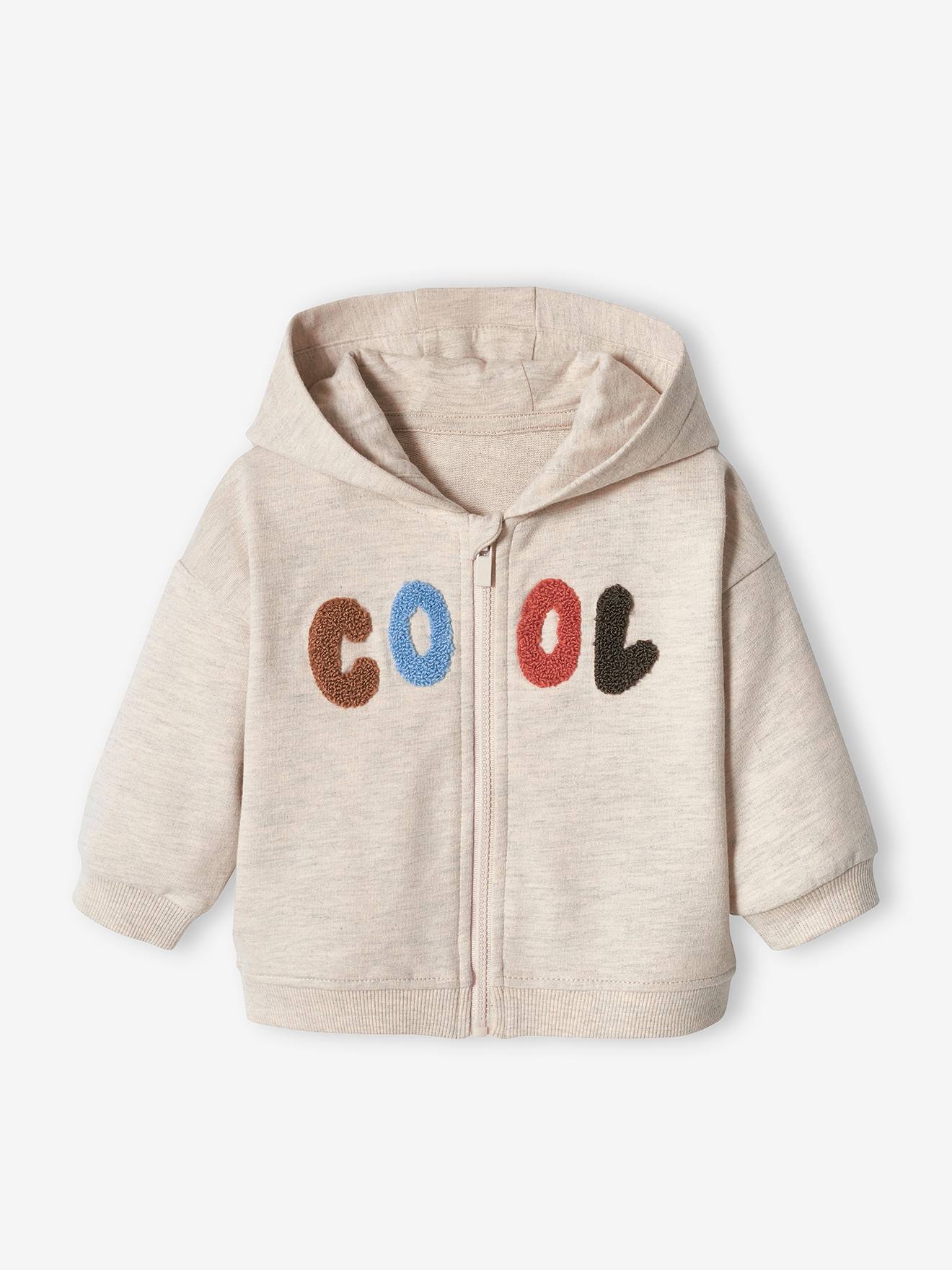 Vertbaudet Babysweater Met Rits En Capuchon Ecru