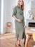 Robe-chemise longue gaze de coton grossesse et allaitement beige+marine+olive - vertbaudet enfant 