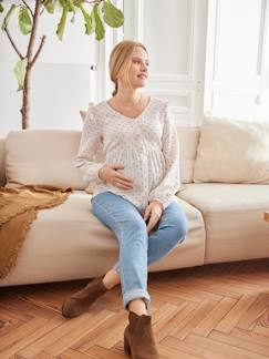 Zwangerschapskleding-Zwangerschaps- en borstvoedingsblouse met stippenprint