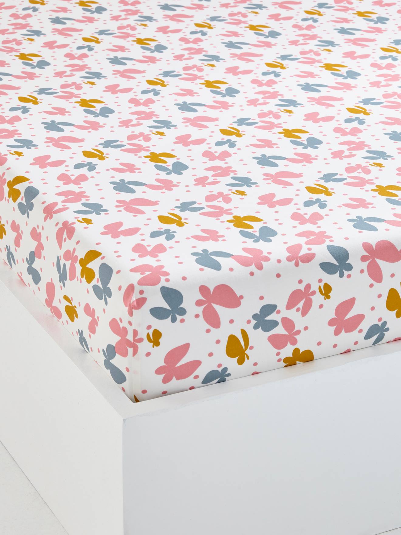 Vertbaudet Kinderhoeslaken Fladderend Roze Met Print