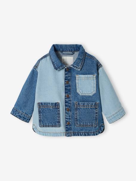 Veste en denim contrasté bébé stone - vertbaudet enfant 