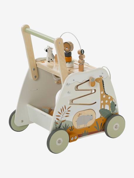Chariot de marche cube d'activités avec freins en bois FSC® multicolore -  Vertbaudet