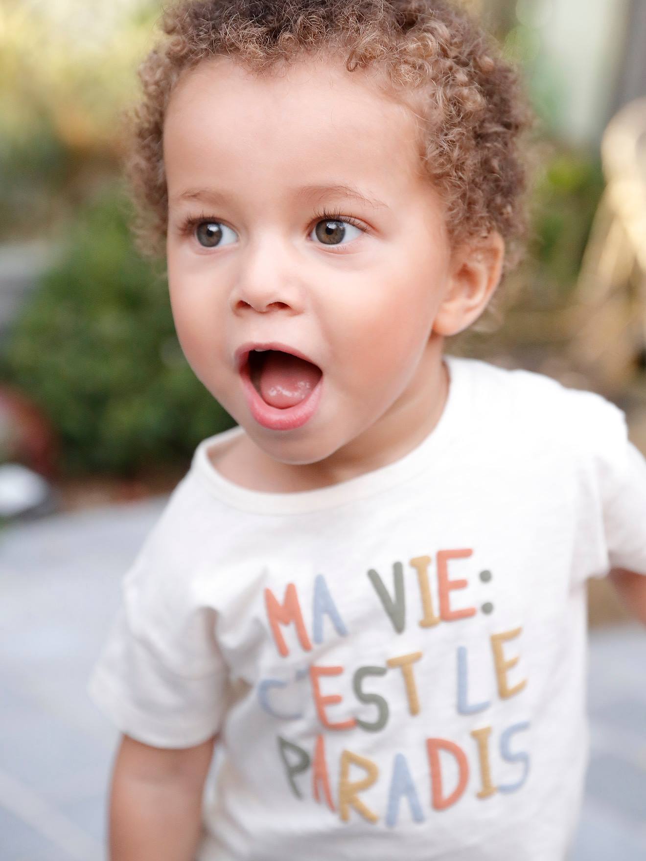 Vertbaudet Baby-T-shirt "paradis" Korte Mouwen Ecru