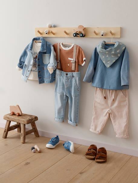 Veste en denim contrasté bébé stone - vertbaudet enfant 