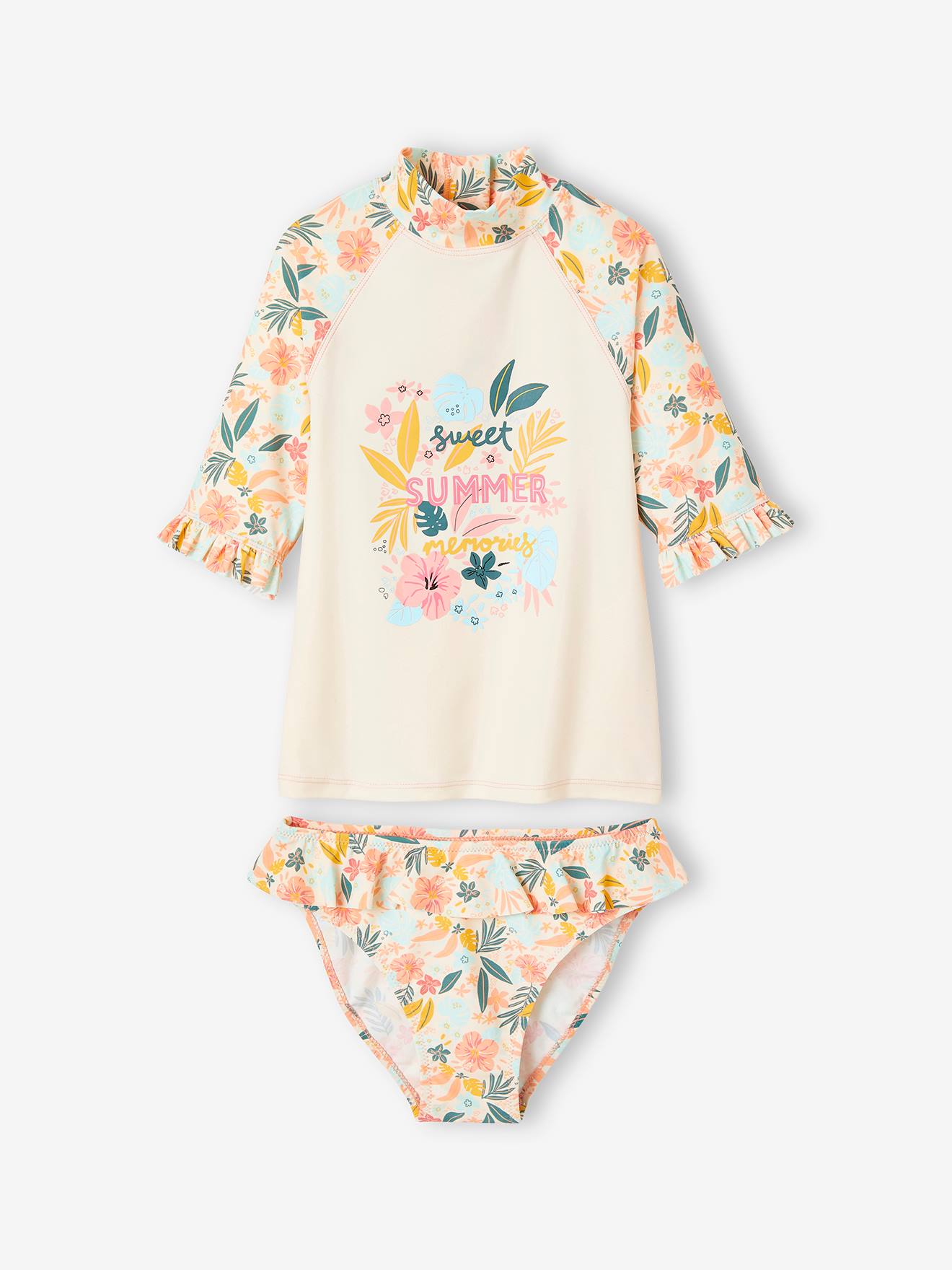 Vertbaudet Anti-Uv Badset Met T-shirt + Broekje Lichtroze