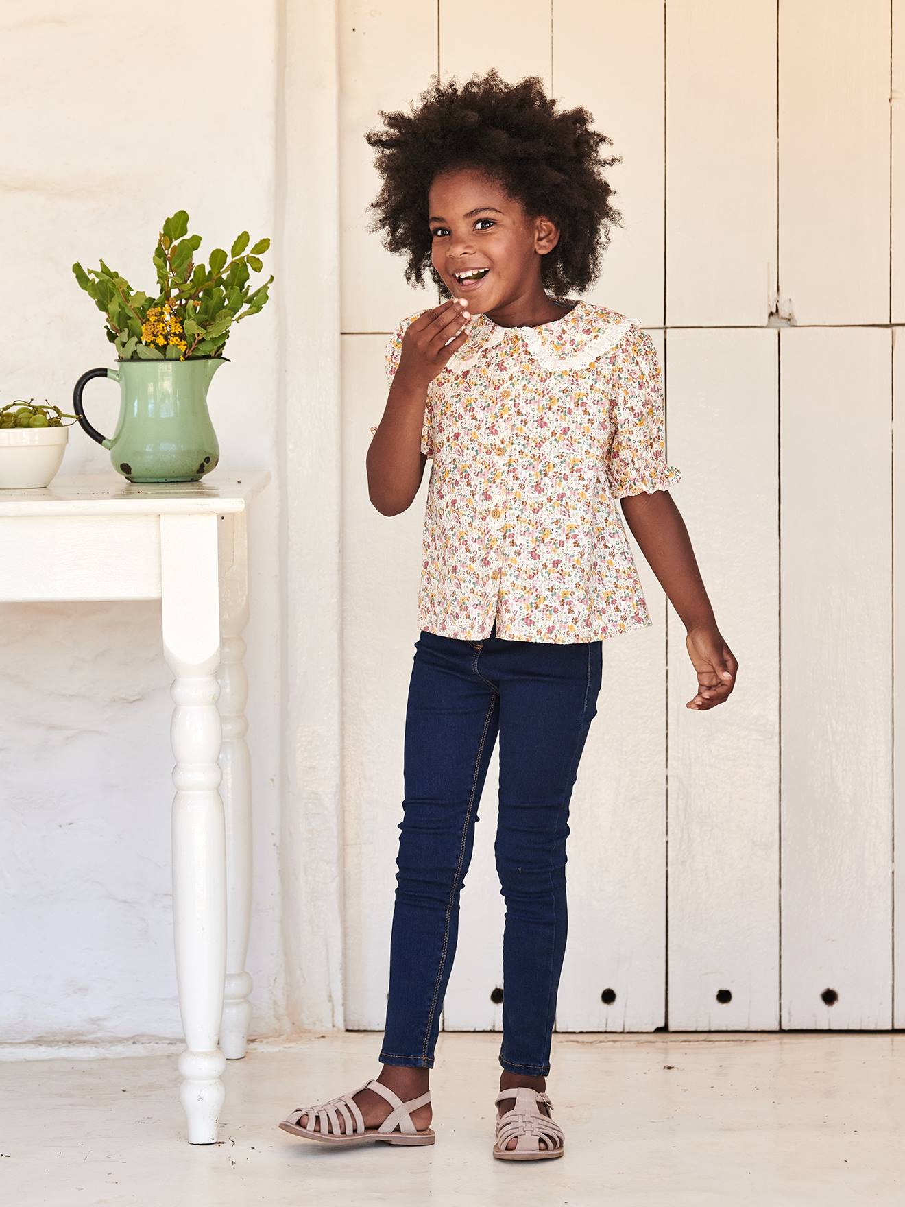 Chemisier Fille Miss E-vie – Vert Fleuri – Taille 11-12 Ans – Manches Courtes