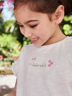 T-shirt fille brodé "adorable" manches courtes smockées  - vertbaudet enfant