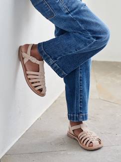 Schoenen-Meisje shoenen 23-38-Sandalen-Leren meisjessandalen