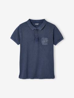 Jongens-T-shirt, poloshirt, souspull-Poloshirt-Jongenspolo met "good vibes" geborduurd op de borst