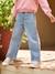 Wijde meisjesjeans met rafels aan de onderkant donkerblauw+gebleekt denim+grijs+stone - vertbaudet enfant 