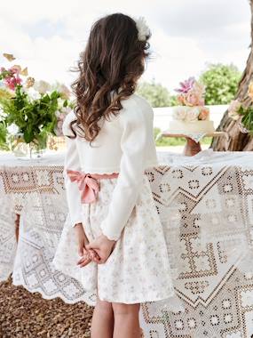 Cardigan Fille 2-9 Ans En Coton Et Dentelle Avec Perles - Veste Boléro Chic Pour Robe De Mariage, Fête, Cérémonie