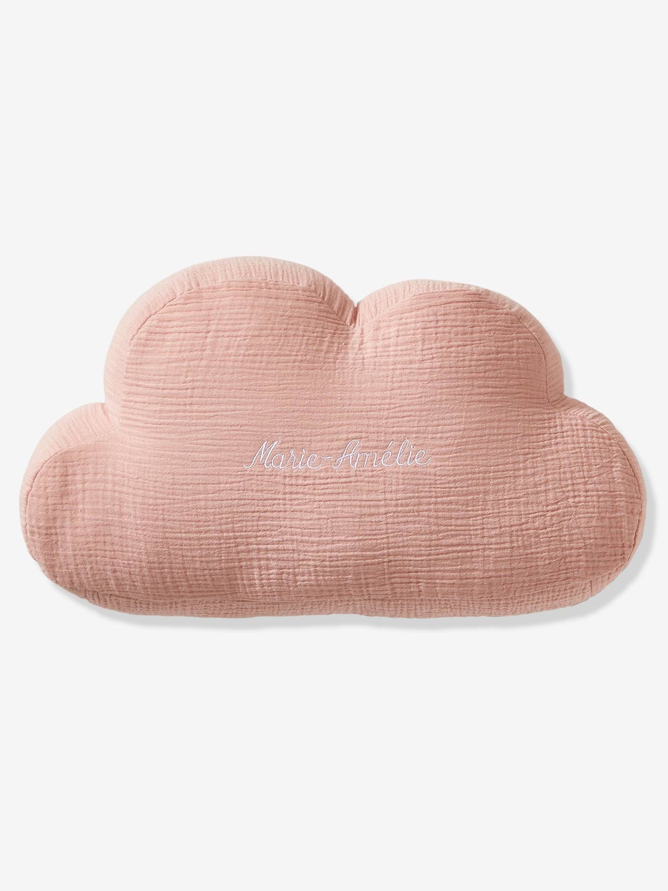 Vertbaudet Personaliseerbaar Kussen Van Katoengaas Wolk Roze (poederkleur)