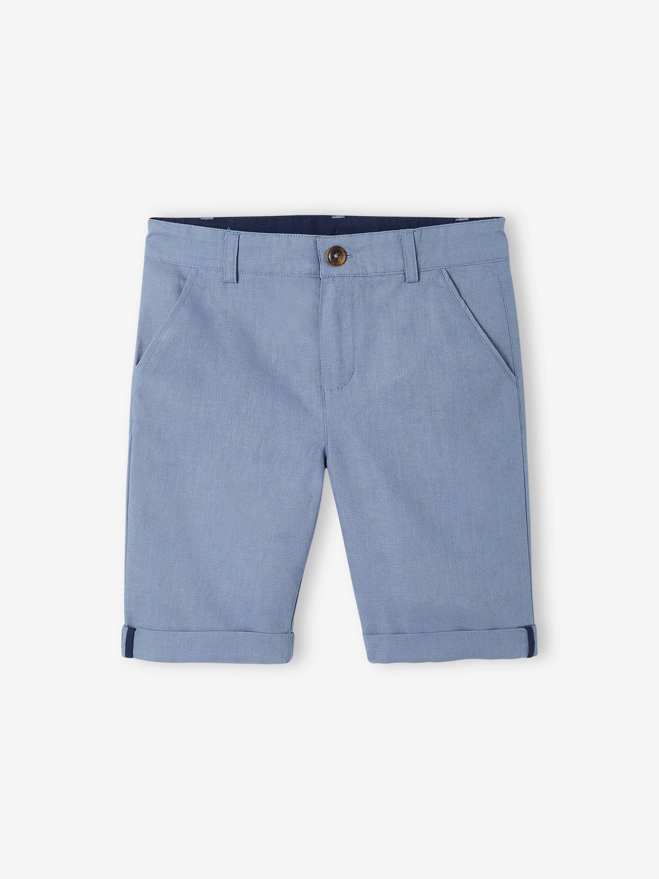 Vertbaudet Jongensbermuda Van Katoen/linnen Blauw