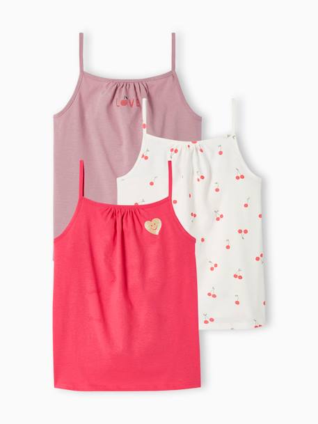 Fille-T-shirt, sous-pull-Lot de 3 débardeurs à fines bretelles fille