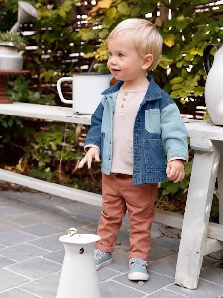 Veste en denim contrasté bébé stone - vertbaudet enfant 