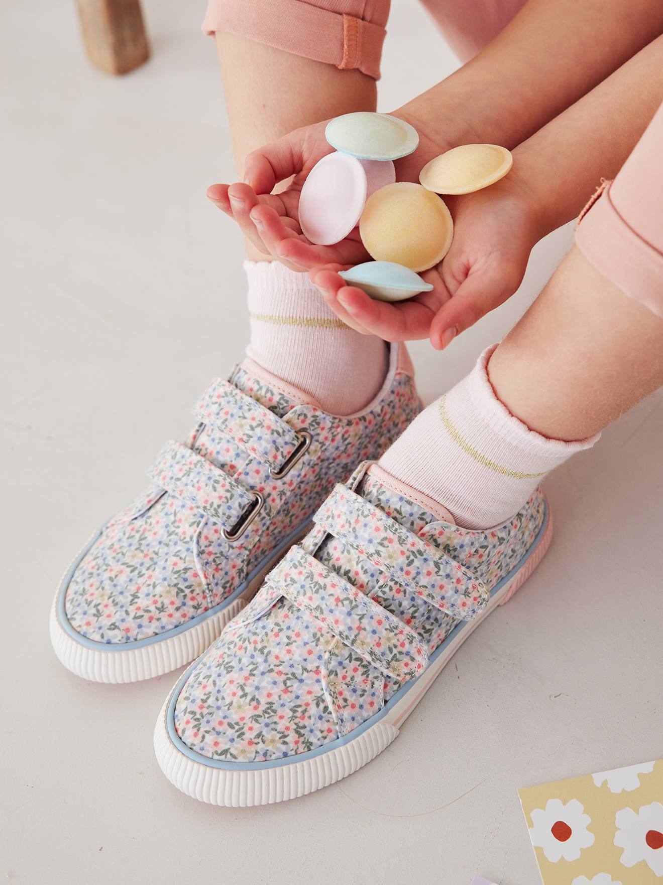 Periodiek Onderzoek buik Stoffen sneakers met klittenband voor kinderen - rozen, Schoenen