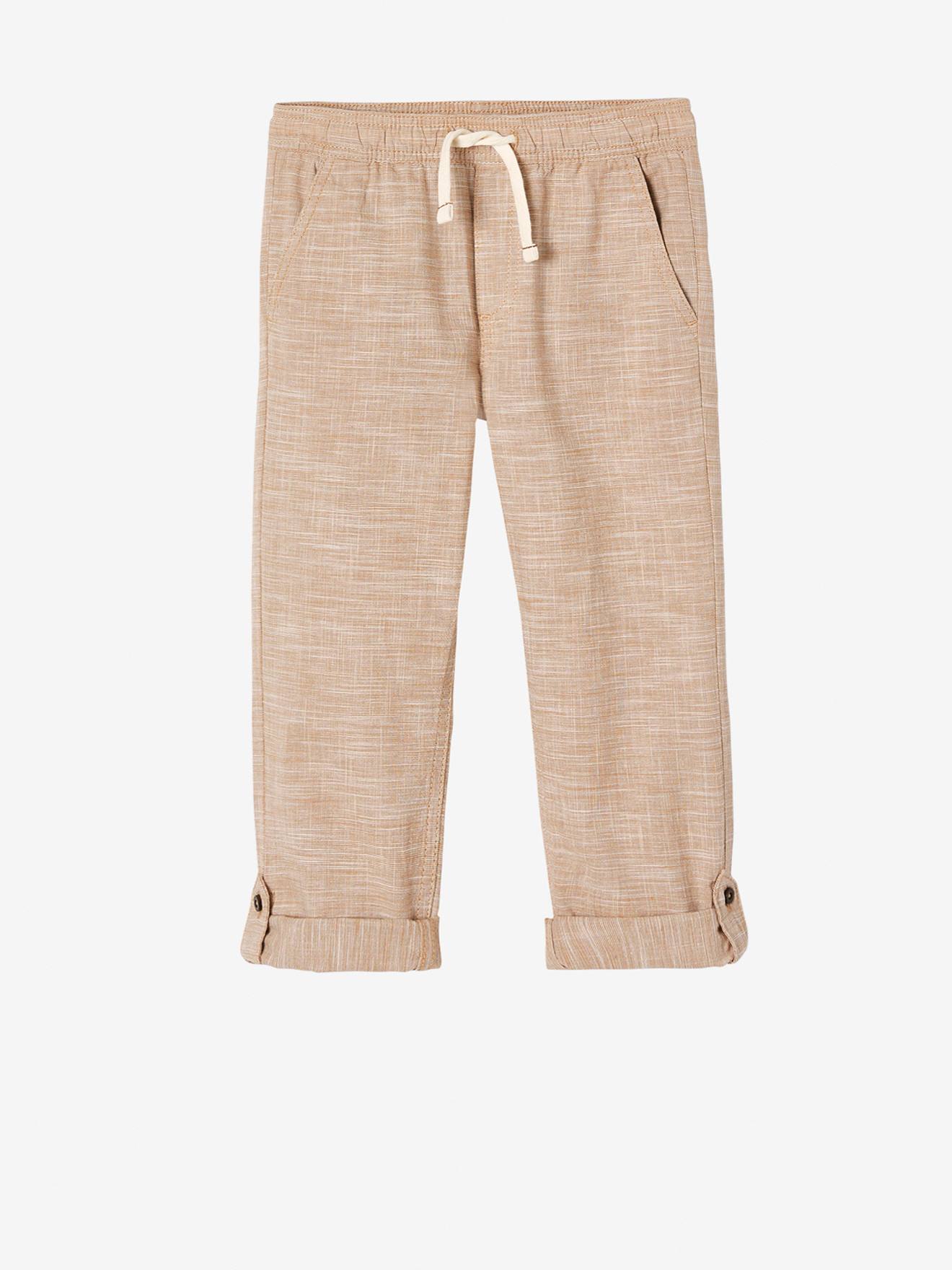 Vertbaudet Roll-up Jongensbroek In Licht Geweven Stof Gemêleerd Beige