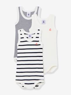 -Set van 3 mouwloze rompertjes in biokatoen PETIT BATEAU
