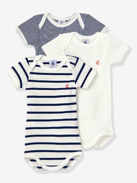 Bébé-Lot de 3 bodies manches courtes en coton bio PETIT BATEAU