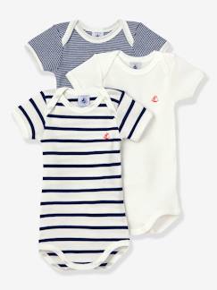 Baby-Set van 3 rompertjes met korte mouwen van biologisch katoen PETIT BATEAU