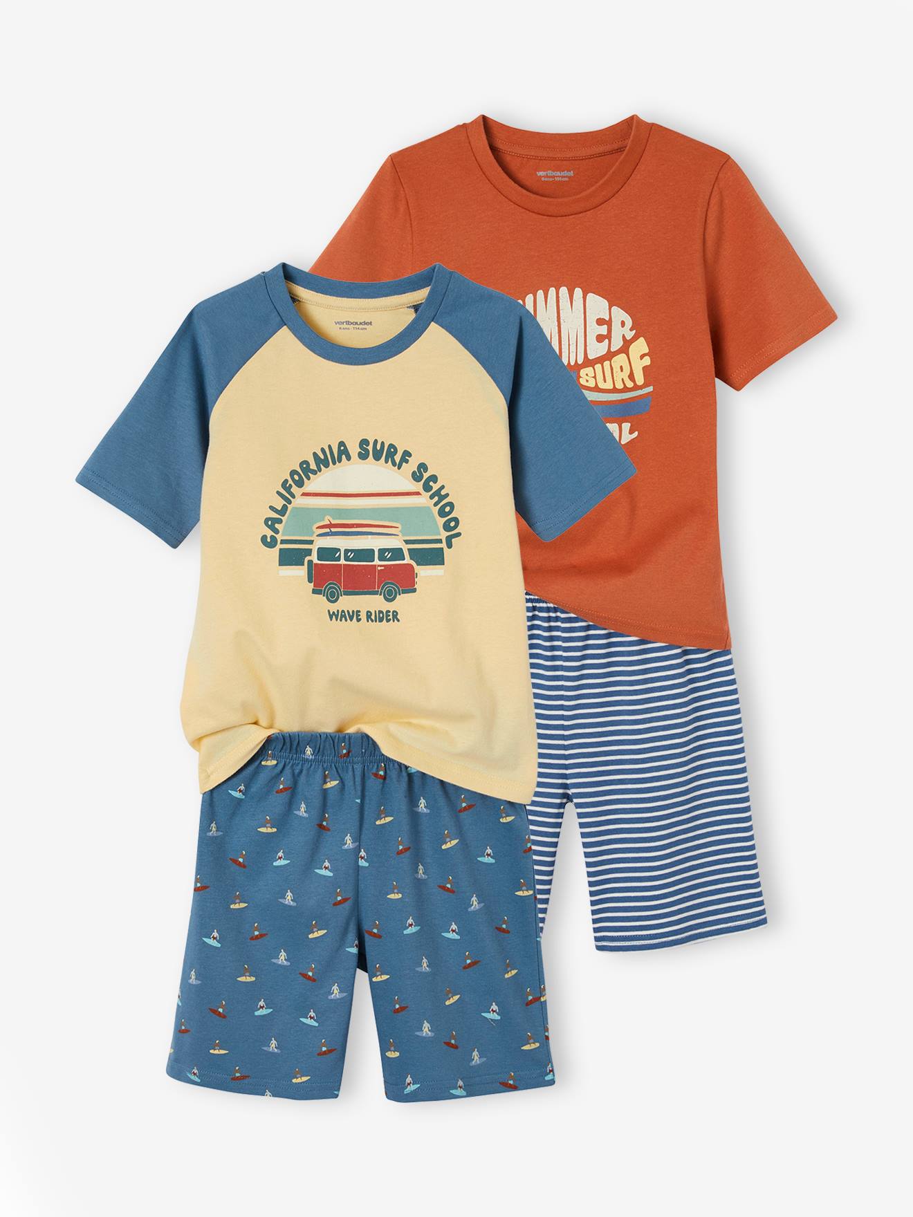 Vertbaudet Set Met 2 Pyjamashorts "Summer Surf" Voor Jongens Jeansblauw