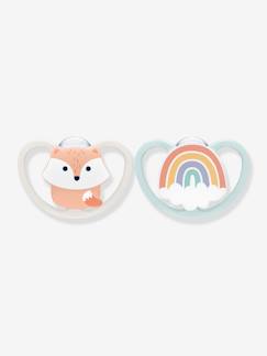 Puériculture-Repas-Sucette et anneau de dentition-Lot de 2 sucettes physiologiques NUK Space en silicone