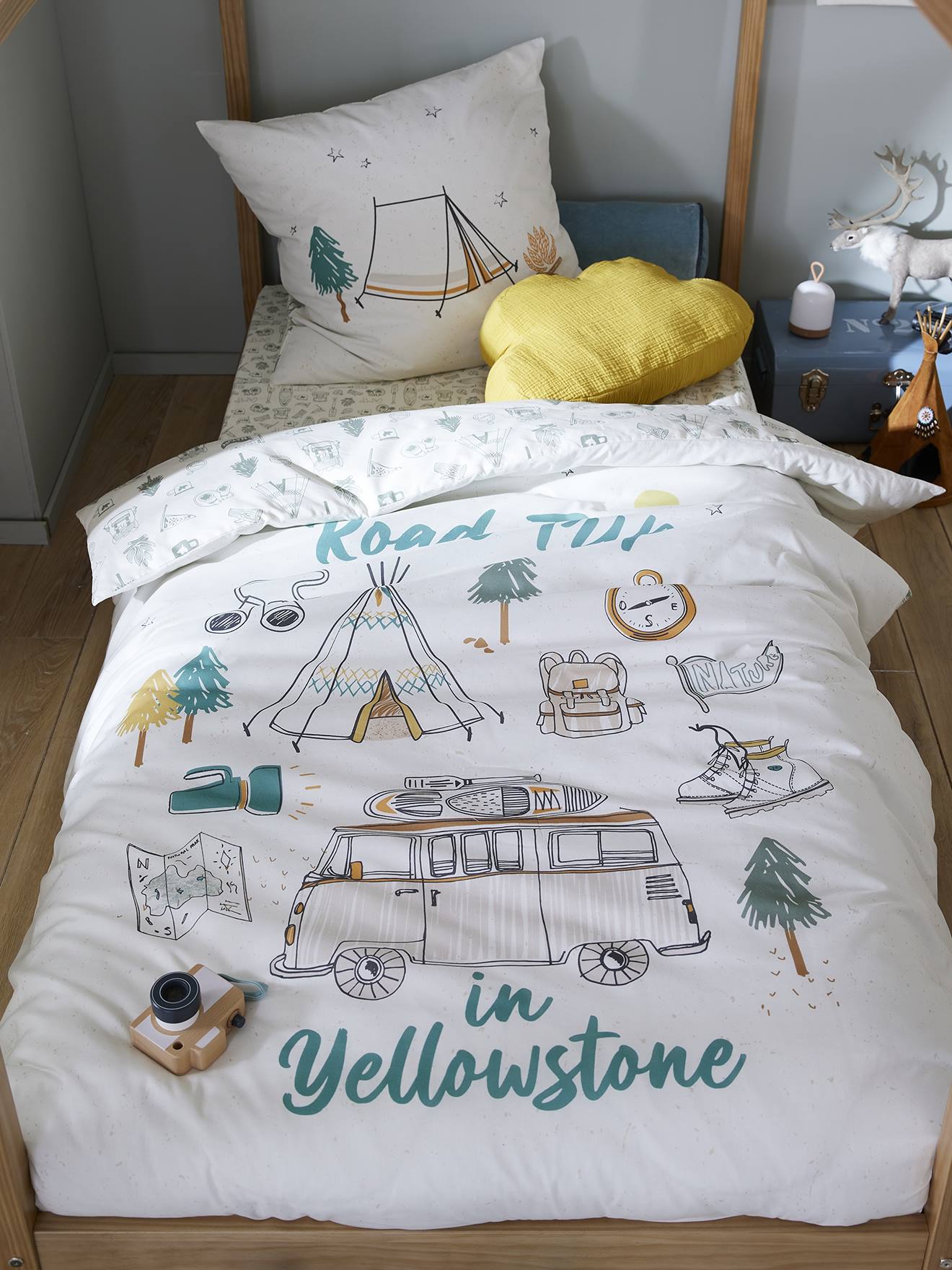 Vertbaudet Dekbedovertrek + Kussensloopset Voor Kinderen Yellowstone Beige