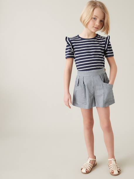 Fille-Short-Short rayé CYRILLUS collection Hickory stripes