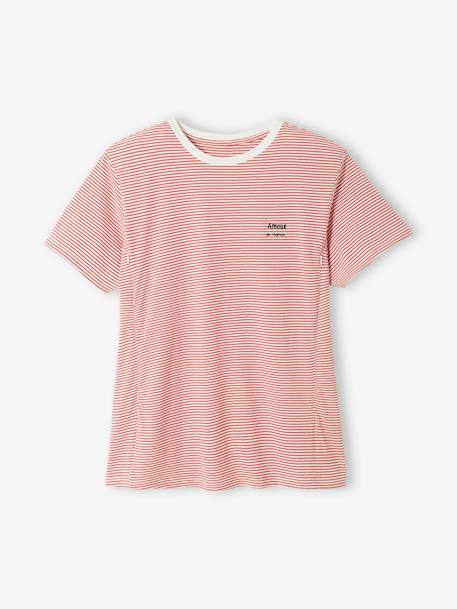 T-shirt brodé de grossesse et d'allaitement en coton Rayé marine+Rayé rouge+vert - vertbaudet enfant 