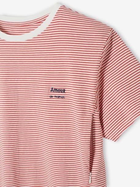 T-shirt brodé de grossesse et d'allaitement en coton Rayé marine+Rayé rouge+vert - vertbaudet enfant 