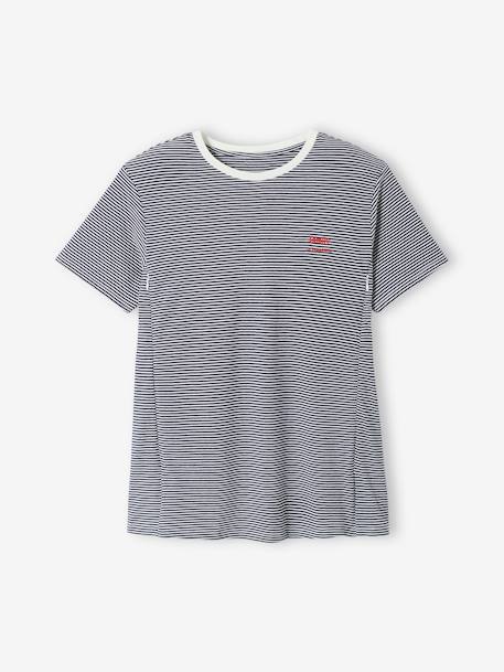 T-shirt brodé de grossesse et d'allaitement en coton Rayé marine+Rayé rouge+vert - vertbaudet enfant 