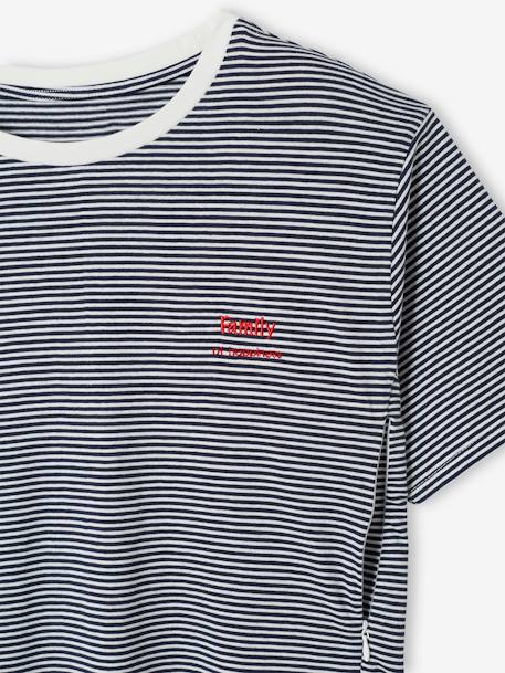 T-shirt brodé de grossesse et d'allaitement en coton Rayé marine+Rayé rouge+vert - vertbaudet enfant 