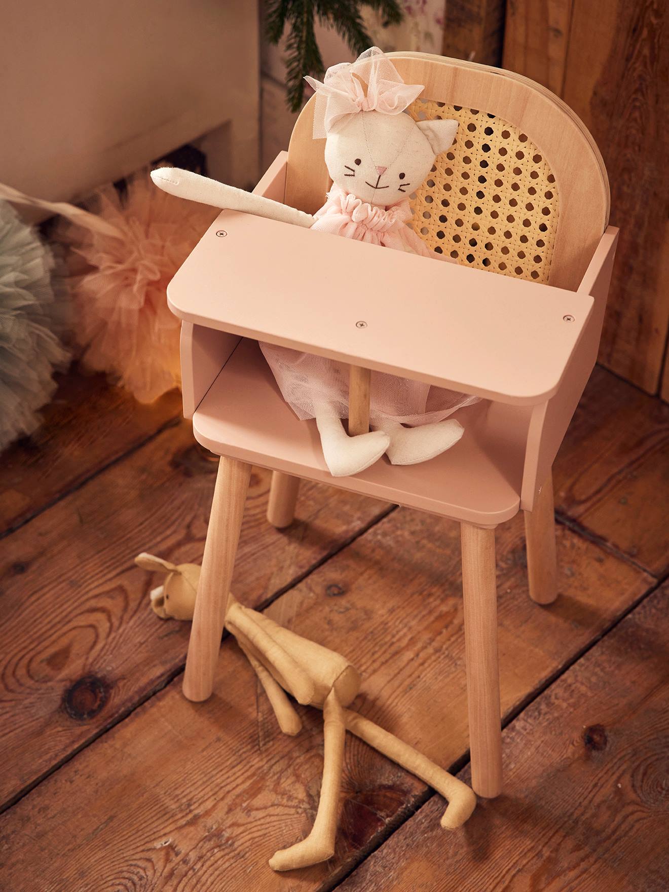 Vertbaudet Houten En Rieten Kinderstoel Meerkleurig
