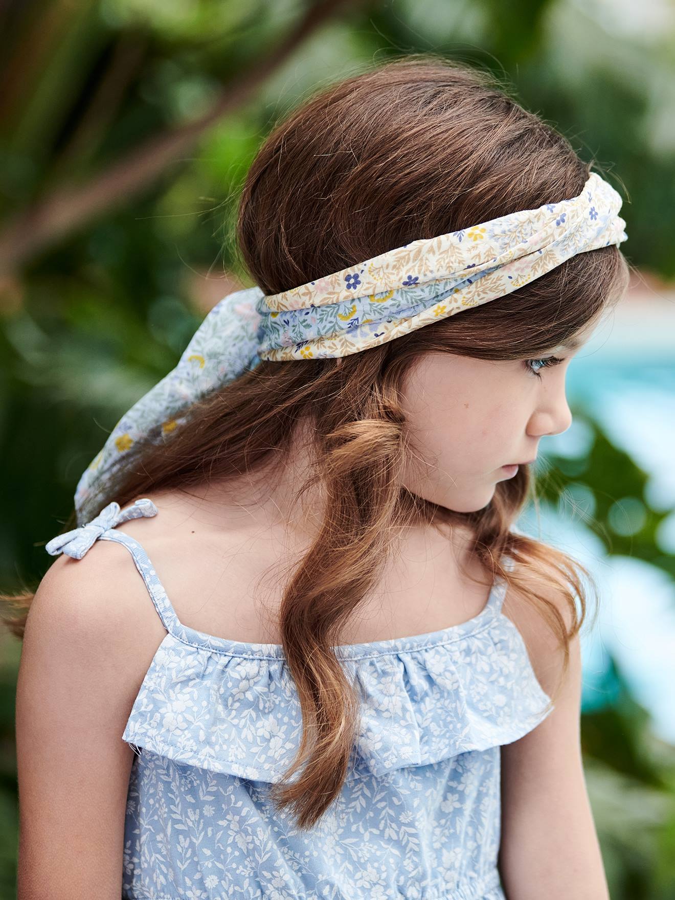 schuld Millimeter Beukende Gepersonaliseerde sjaal met bloemenprint voor meisjes - hemelsblauw, Meisje