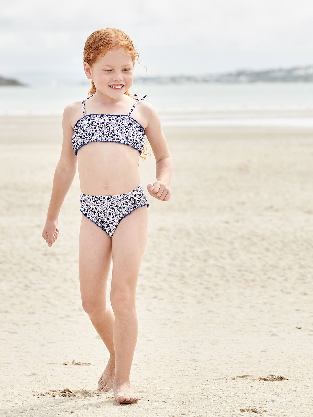 Vertbaudet Gebloemde Bikini Voor Meisjes Blauw