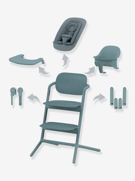 Set 4-en-1 chaise haute évolutive avec transat Cybex Lemo 2 bleu+gris+Sand white - vertbaudet enfant 