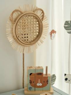 -Wandlamp Leeuw van riet en raffia