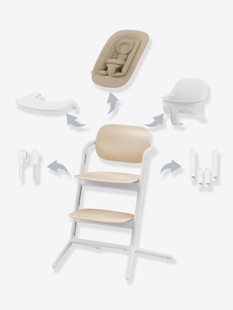 Set 4-en-1 chaise haute évolutive avec transat Cybex Lemo 2 bleu+gris+Sand white - vertbaudet enfant 