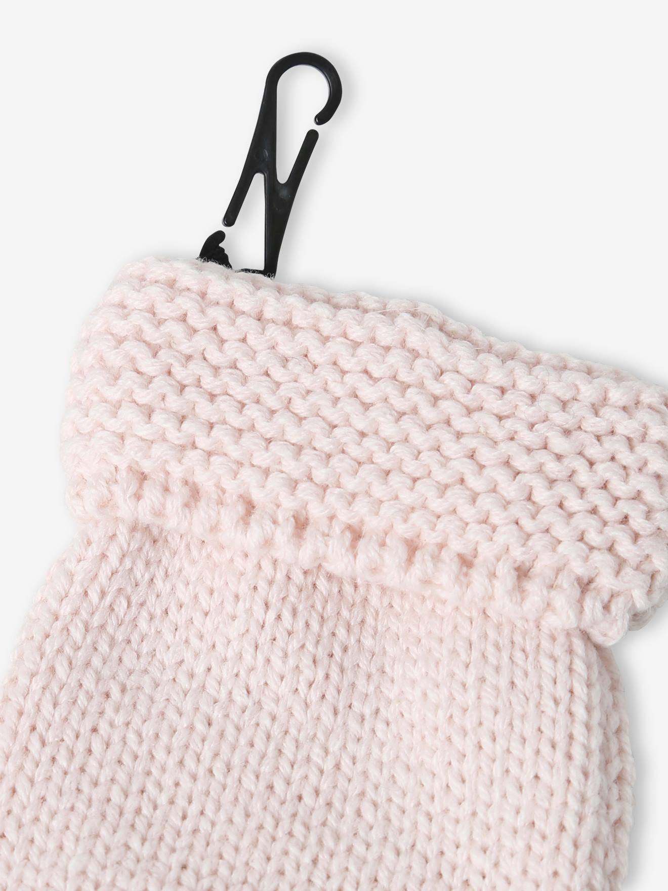 Ensemble bébé fille bonnet + snood + moufles coeurs - vieux rose, Bébé