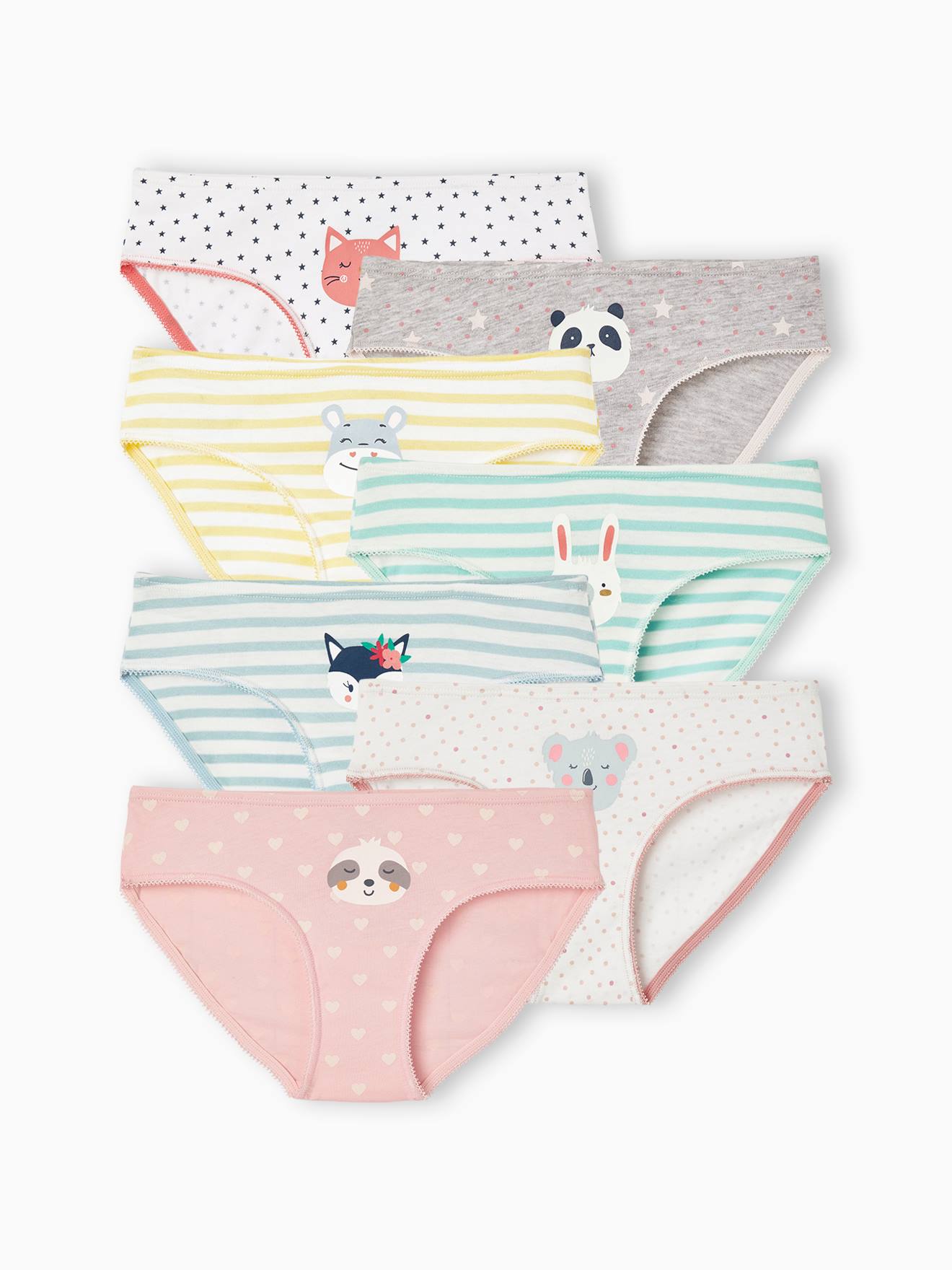 Vertbaudet Set Van 7 Meisjesslipjes Met Dierenprint Wit