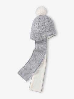 Baby-2-in-1 babymutsje/-sjaaltje met kabels en hartjes