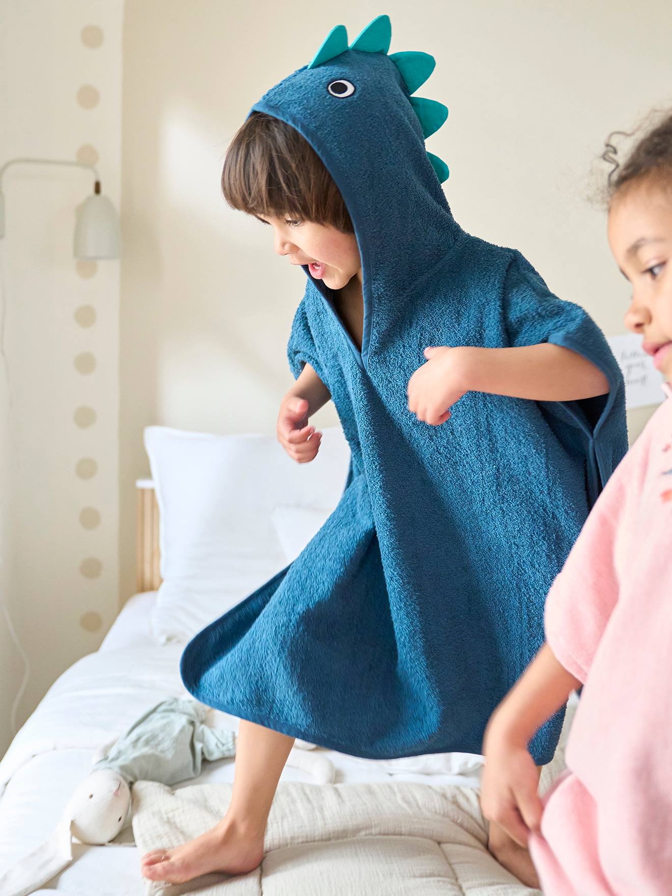 Vertbaudet Badponcho Voor Kinderen Dino Groenblauw