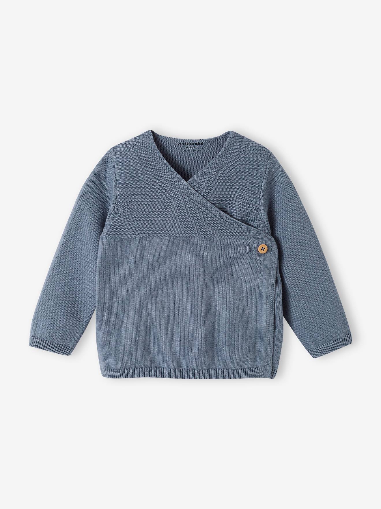 Vertbaudet Tricot Newborn Romper Van Biologisch Katoen Jeansblauw