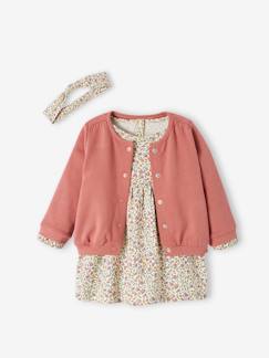 Bébé-Ensemble-Ensemble 3 pièces : robe + cardigan + bandeau bébé fille